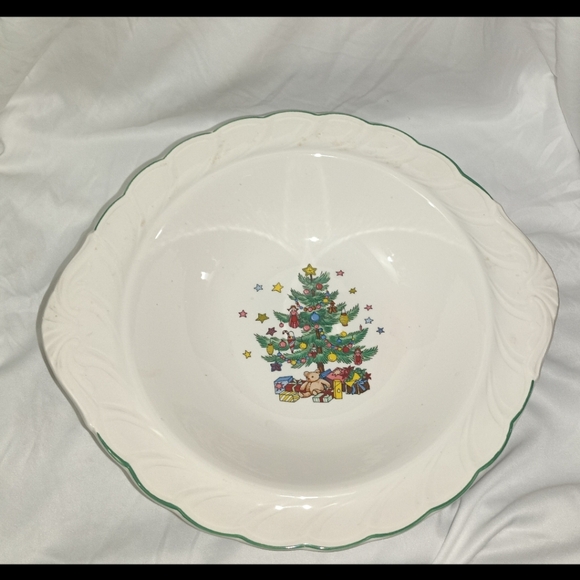 Nikko Happy Holidays Vegatable Bowl 11" Christmas Tree Vintage - Picture 3 of 6
